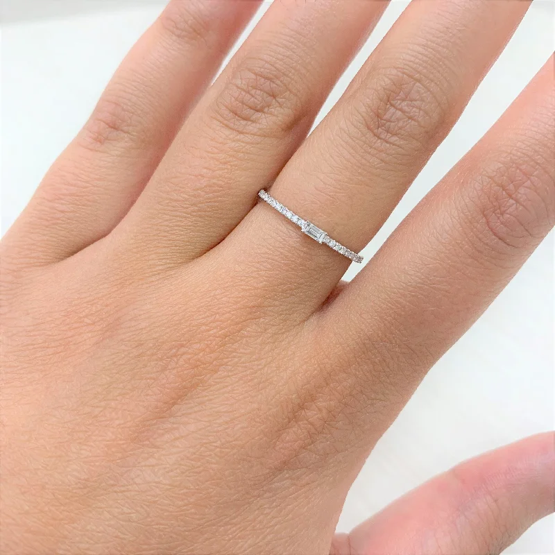 minimalist rings for women-Joelle Diamond Baguette-Cut Stackable Band Ring