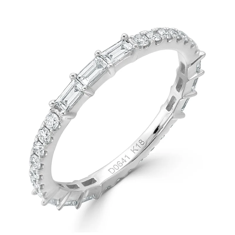 engagement rings with side stones-Joelle Diamond Baguette Eternity Band Ring 14K Gold 5/8 CT TDW