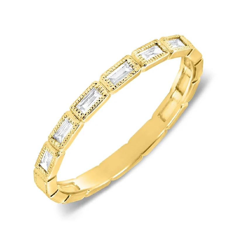 simple gold rings-Joelle Diamond Baguette Stackable 1/5 ct. Ring 14k Gold