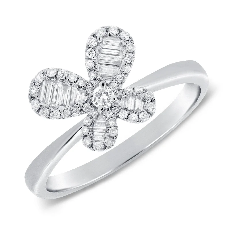 sterling silver men’s rings-Joelle Diamond Butterfly Ring 14K Gold 1/3 CT TDW