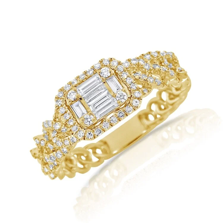 women’s fashion rings-Joelle Diamond Link Ring 14K Yellow Gold for Her 1/2 Cttw. Ring Size 6.25