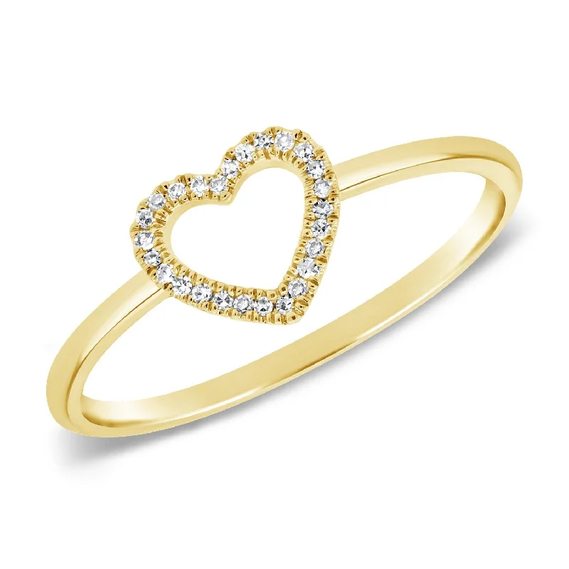 custom wedding bands-Joelle Diamond Open Heart Ring 1/20 ct. t.w. 14k Gold