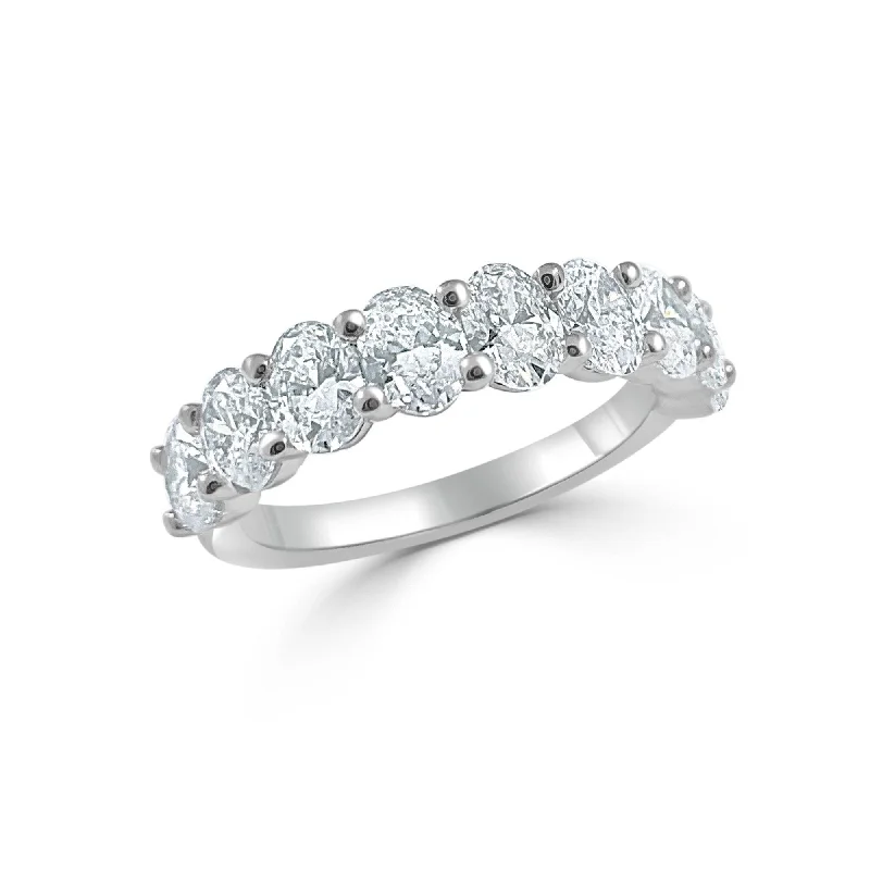 gold cocktail rings-Joelle Diamond Oval Cut 1/2 Way Around Band 2.15 CT TDW 14K White Gold