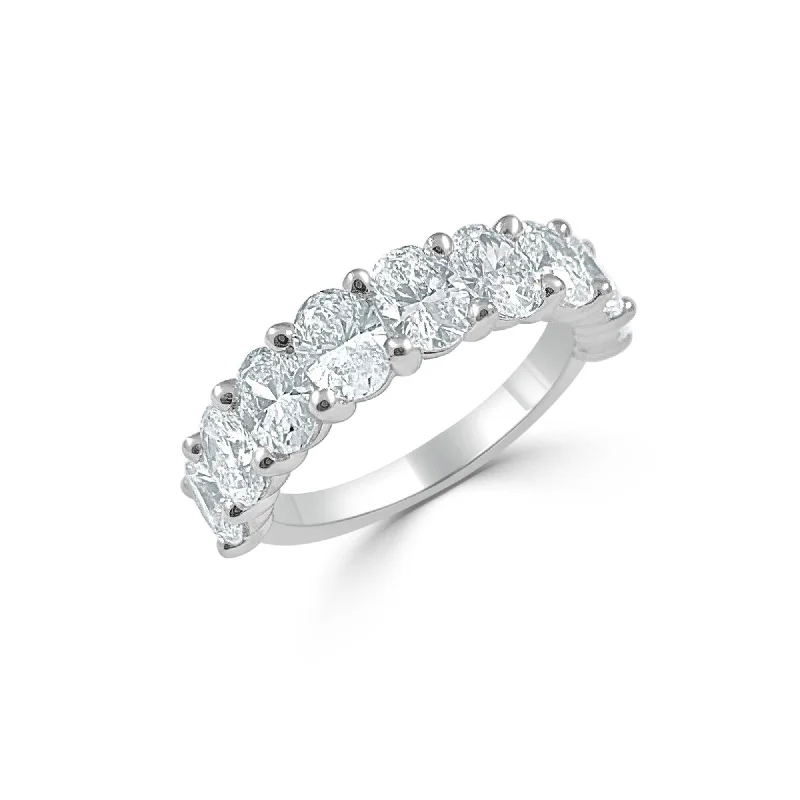 art deco engagement rings-Joelle Diamond Oval Cut 1/2 Way Around Band 2.70 CT TDW 14K White Gold