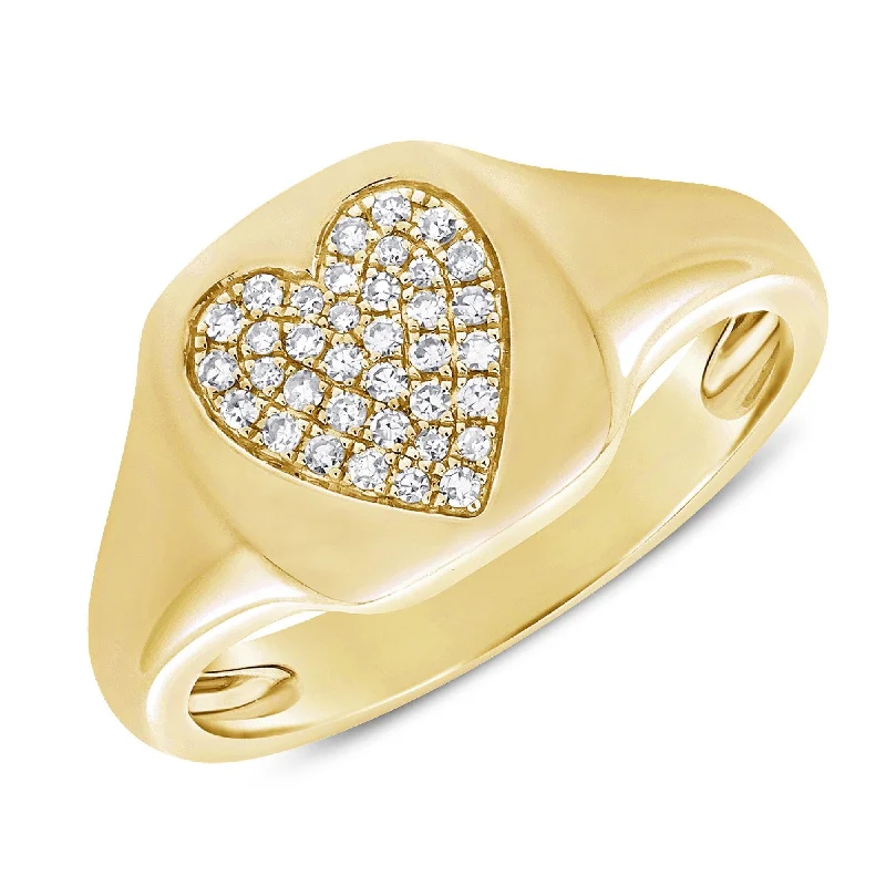 women’s eternity rings-Joelle Diamond Pave Heart Signet Ring 14k Gold 1/10 ct. TDW