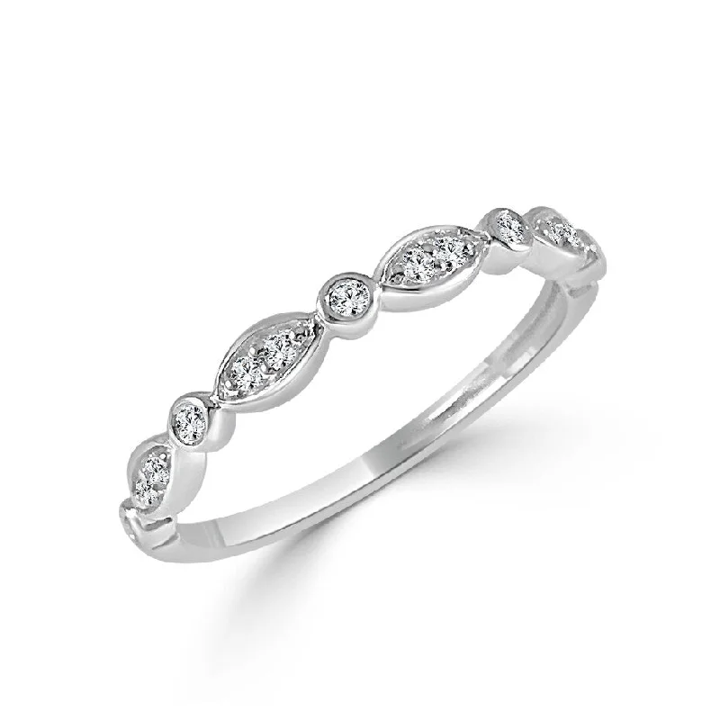 women’s fashion rings-Joelle Diamond Ring 3/4 Way Around Band 1/10 ct TDW 14k White Gold