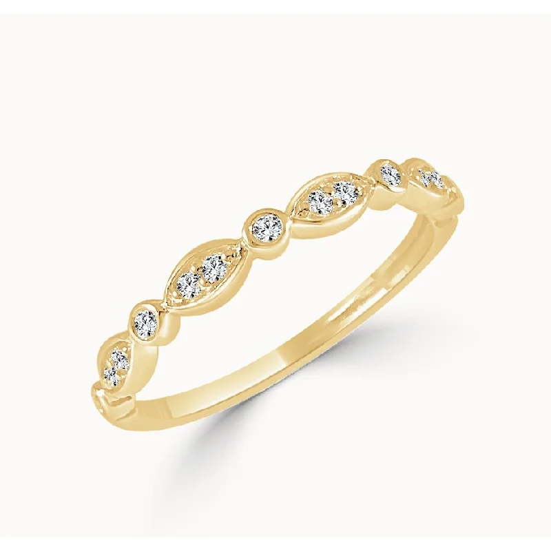 unique wedding bands-Joelle Diamond Ring 3/4 Way Around Band 14k Gold 1/10 ct TDW