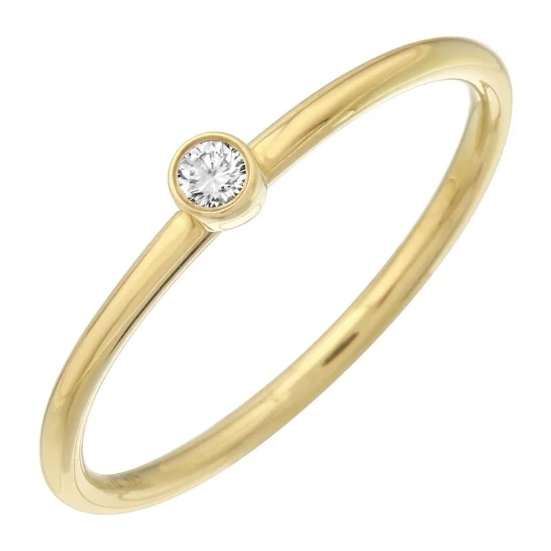 gold cocktail rings-Joelle Diamond Solitaire Diamond Stackable 14k Gold