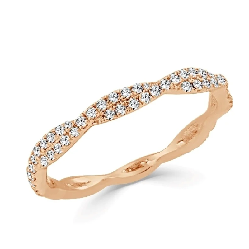 gold wedding rings-Joelle Diamond Wedding Band Ring Twist Stackable 14k Gold 1/3ct TDW