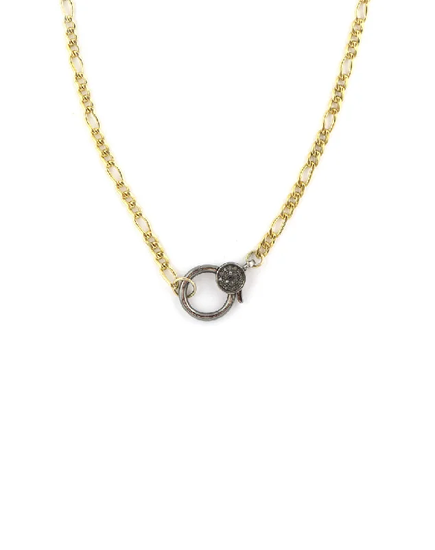 simple necklace for special occasions -Large Eva Lock Necklace: Gold-Filled Figaro Chain