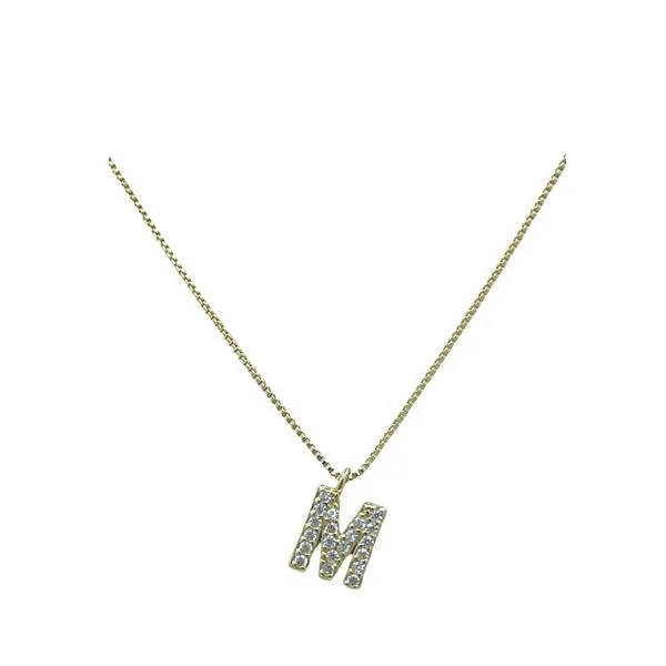 birthstone necklace for birthday gifts -Link Chain With Pave Initial: M-R: Gold Fill or Sterling Silver Chain (NGCP45_ or NCP45_)