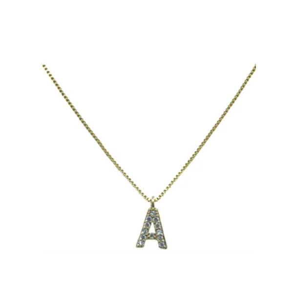 round pendant necklace for men -Link Chain With Pave Initial: A-I: Gold Fill or Sterling Silver Chain (NGCP45_ or NCP45_)