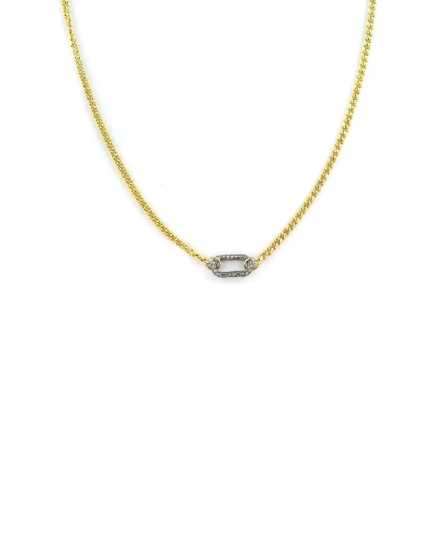 luxury gold necklace for women -Luxe Lexi Lock Necklace: Gold Filled Cuban Chain