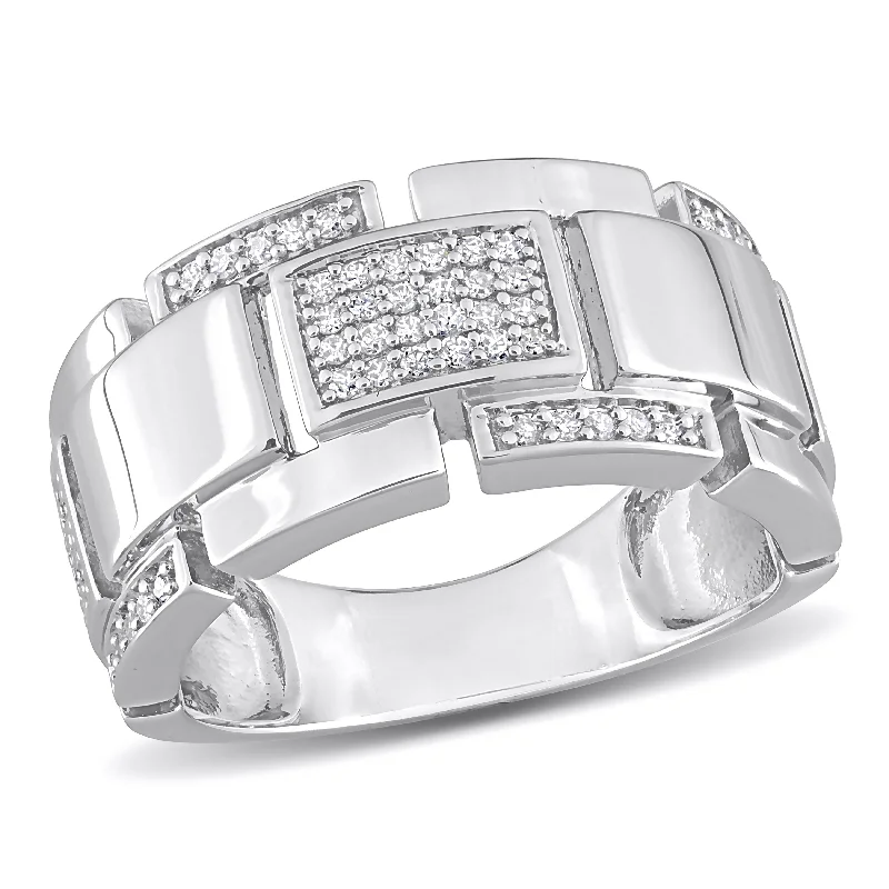 unique men’s rings-Miadora 1/4 CT TW Diamond Mens Ring in Sterling Silver