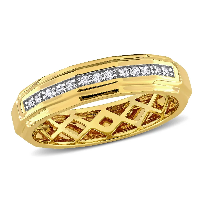 men’s signet rings-Miadora 1/5ct TDW Mens Channel-Set Diamond Wedding Band in 14k Yellow Gold