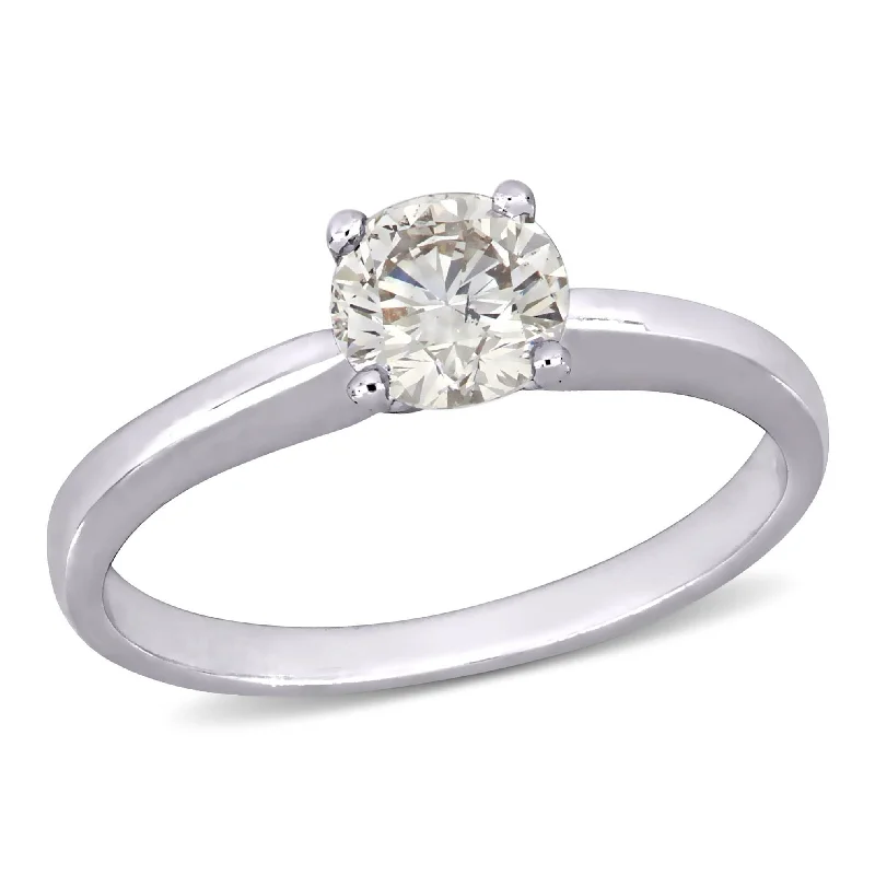 men’s wedding rings with diamonds-Miadora 3/4ct TDW Cape Diamond Solitaire Engagement Ring in 14k White Gold