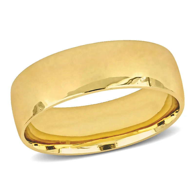 18k gold engagement rings-Miadora 7mm Mens Wedding Band in 14k Yellow Gold