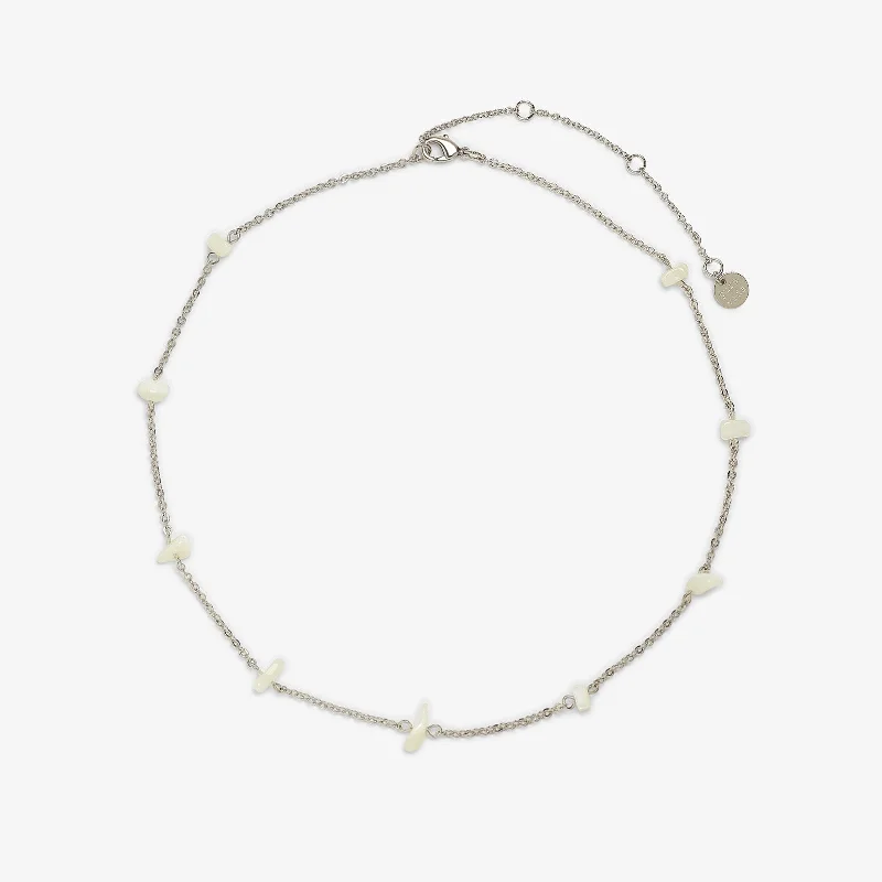 pearl and silver necklace for women -Pearl Chip Choker