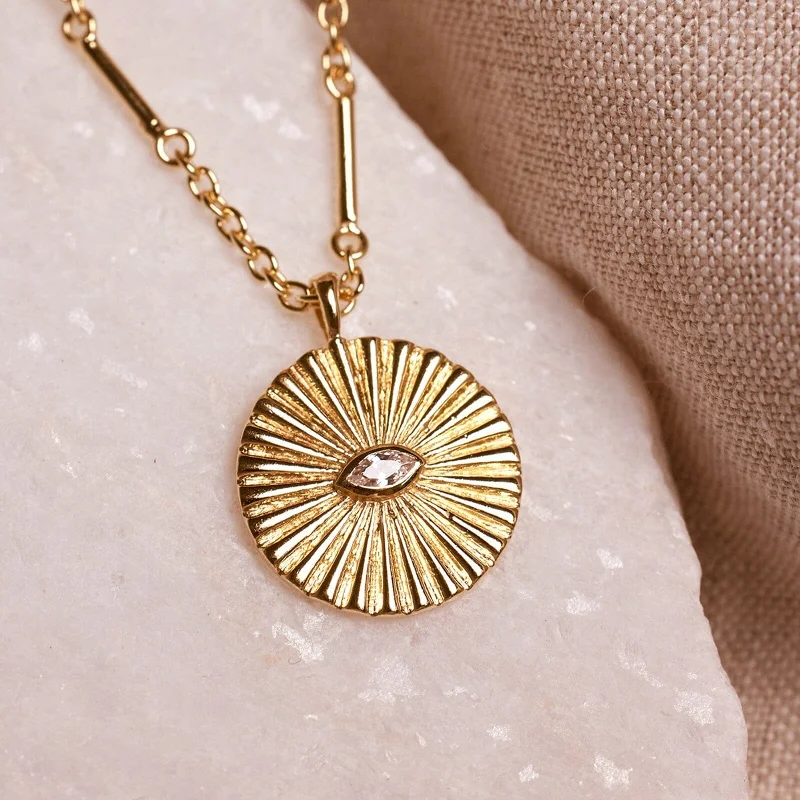 minimalist gold necklace -Protective Eye Pendant Necklace