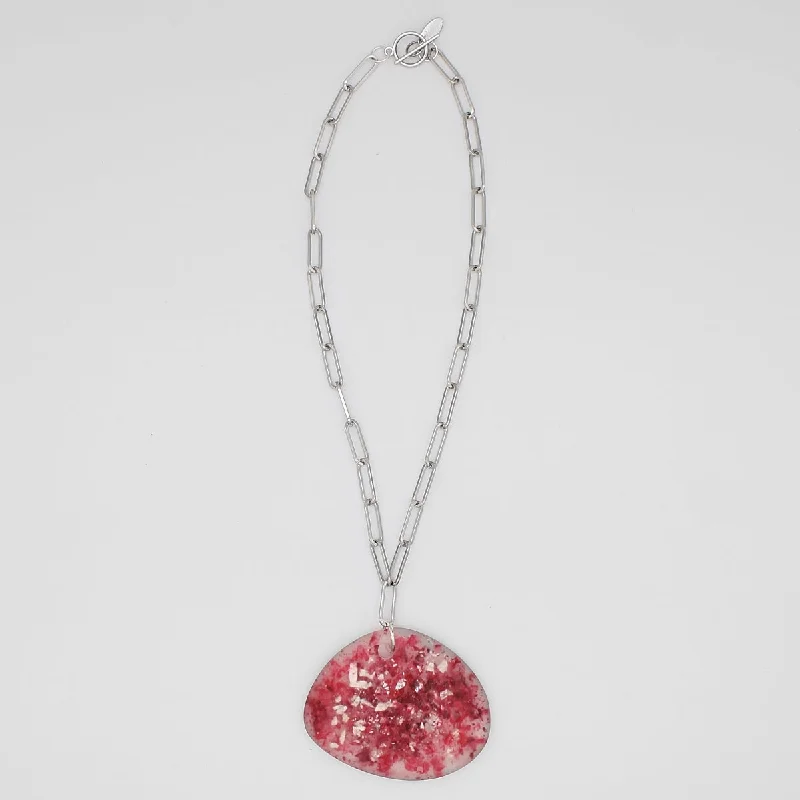 elegant diamond necklace for weddings -Red Speckle Resin and Chain Pendant Necklace