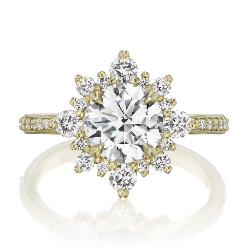 oval-cut engagement rings-・REYNA・Moissanite Center, Diamond Halo (1.93ctw+)