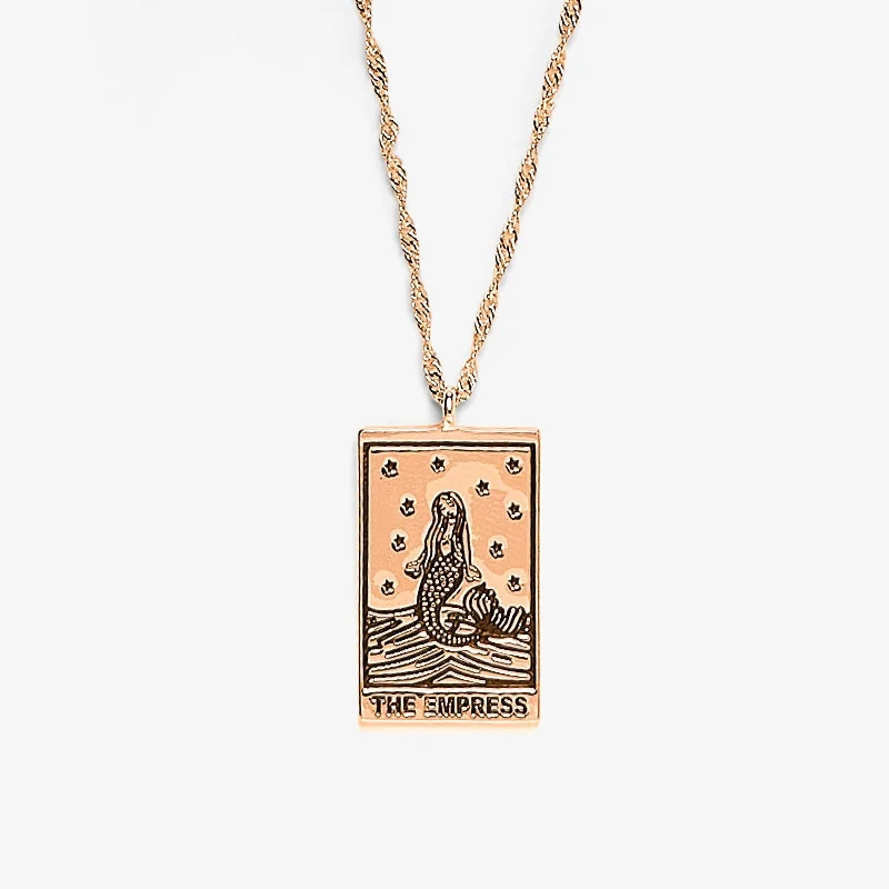 diamond pendant necklace -Rose Gold Empress Tarot Card Pendant Necklace