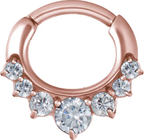 fashion rings for wedding-Rose Gold Jewelled Hinged Ring - E213A