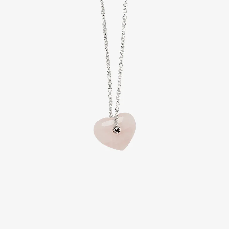 anniversary gift necklace for her -Rose Quartz Heart Necklace