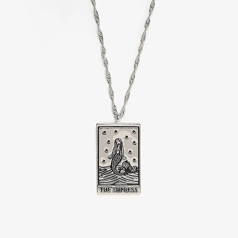 cute pendant necklace for kids -Silver Tarot Card Pendant Necklace