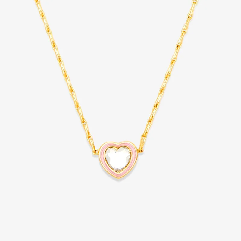 heart shaped necklace for girls -Stone & Enamel Heart Pendant Necklace