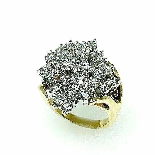 silver rings for men-Stunning 5.00 Carats H VS Round Cut Diamond Anniversary Ring 14K Two Tone Gold