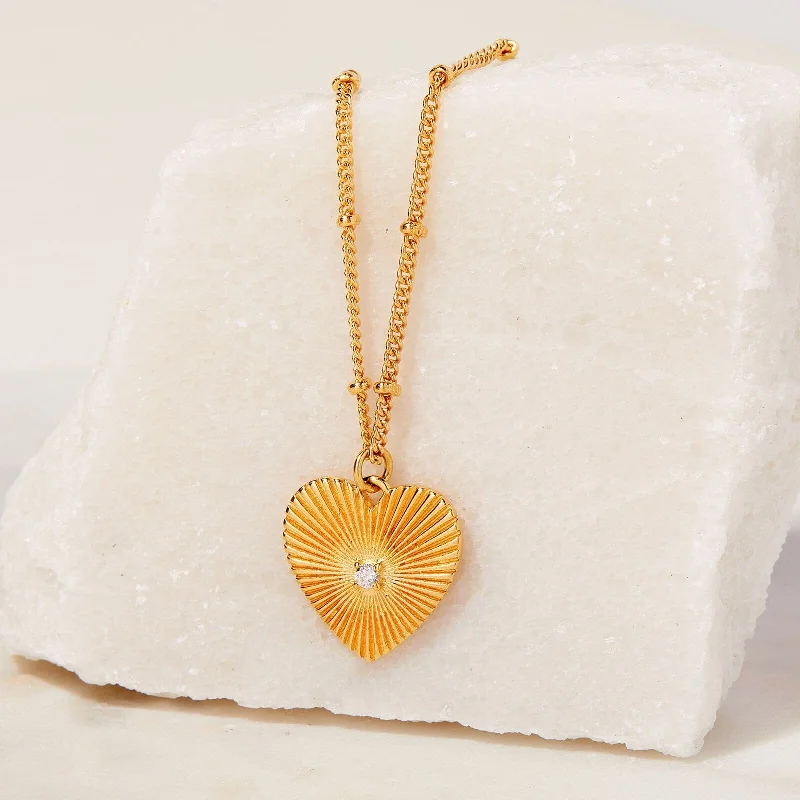 layered necklace set for women -Sunburst Heart Necklace