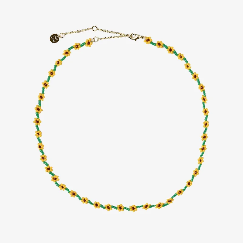 elegant gold necklace for special occasions -Sunflower Seed Bead Choker