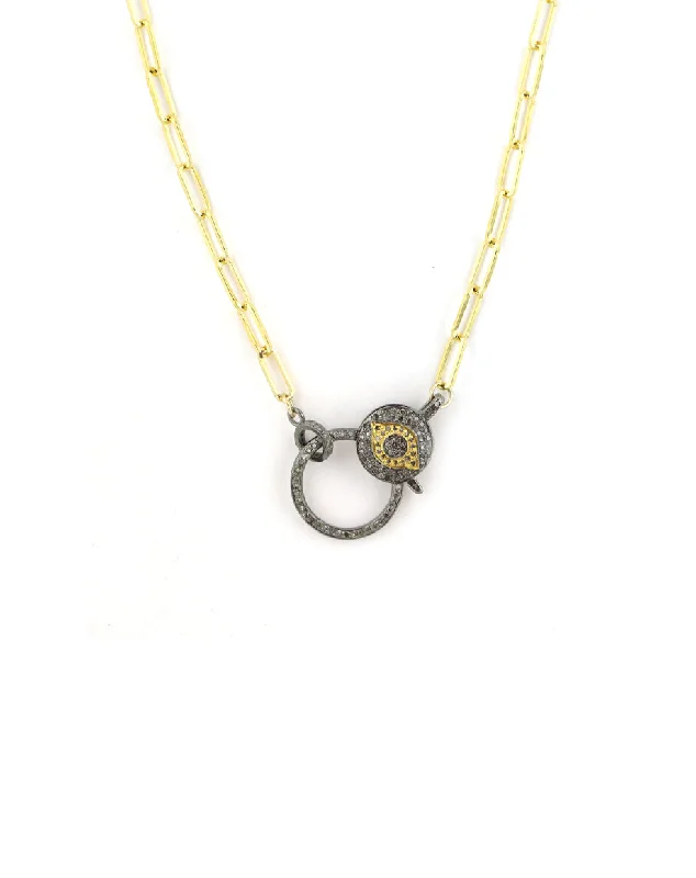 boho style necklace for summer -The Big Good Eye Lock Necklace: Gold Paper Clip Chain