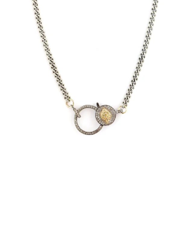 minimalist gold necklace -The Big Good Eye Lock Necklace: Silver Cuban Chain