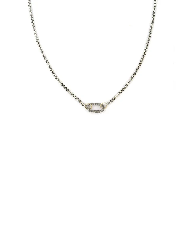 vintage necklace for women -The Luxe Lexi Lock Necklace: Silver Round Box Chain