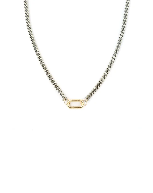 pearl necklace for brides -The Lexi Lock Necklace: Silver Cuban Chain