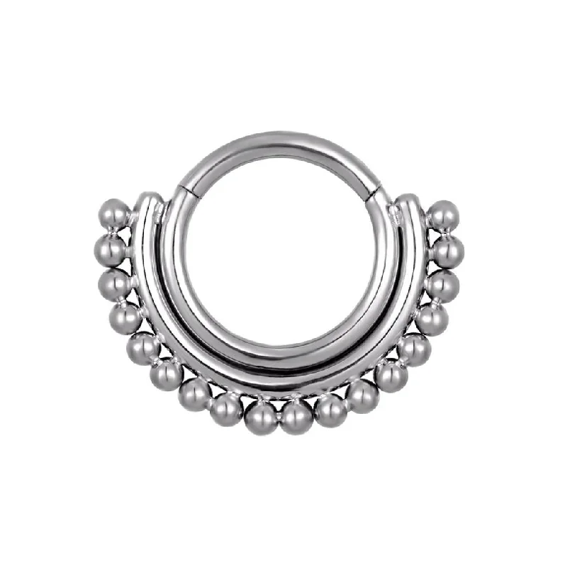 vintage silver rings-Titanium High Polish Hinged Septum/Daith Ring - TI-123