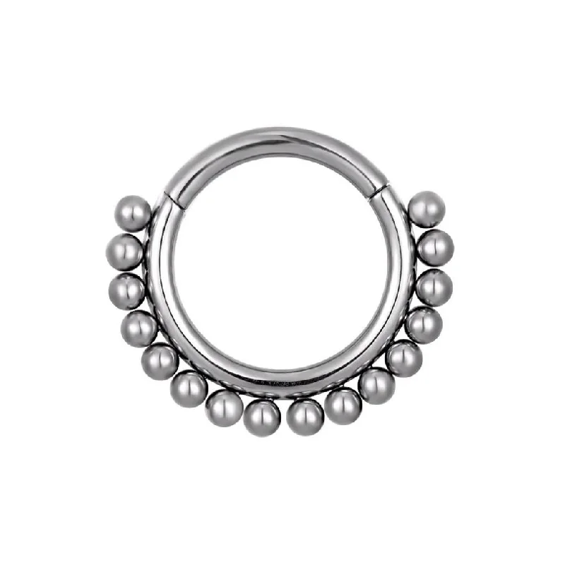 diamond engagement rings for women-Titanium High Polish Hinged Septum/Daith Ring - TI-57