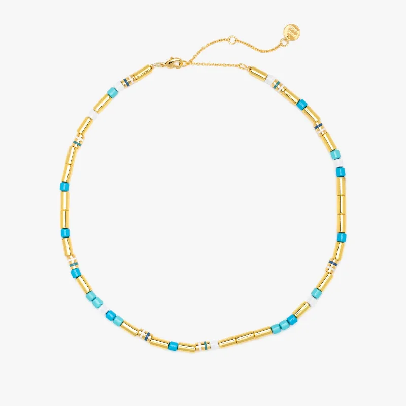 simple gold necklace for men -World Water Day Mixed Bead Choker