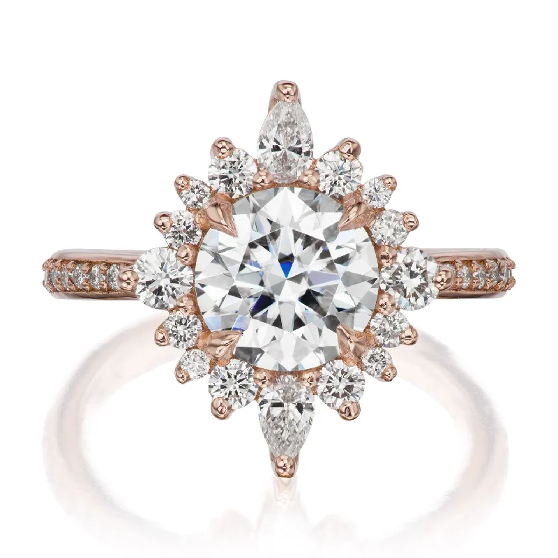 silver promise rings-・ZAHRA・Moissanite Center, Diamond Halo (1.98ctw+)