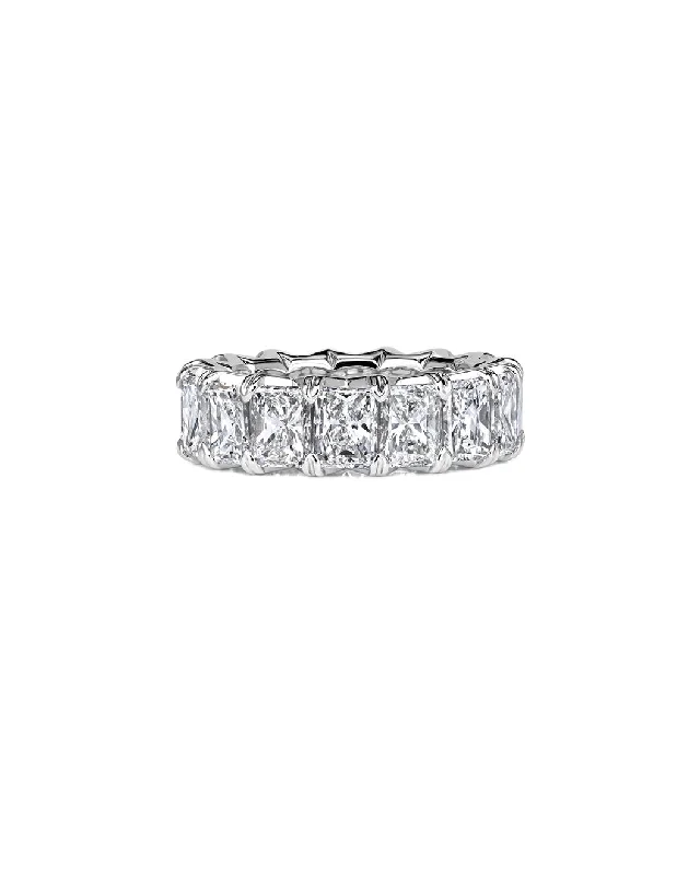 vintage wedding rings-10.60 Ctw Radiant Platinum Eternity Wedding Band