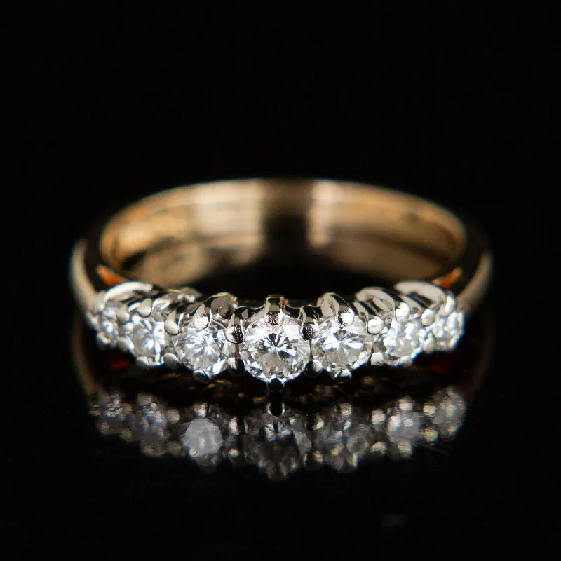 women’s chunky rings-Vintage 7 Stone Diamond Band  | 14k Gold