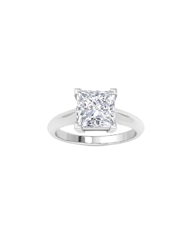 platinum engagement rings-4.01 Carat Princess Cut Lab Grown Diamond Solitaire Ring