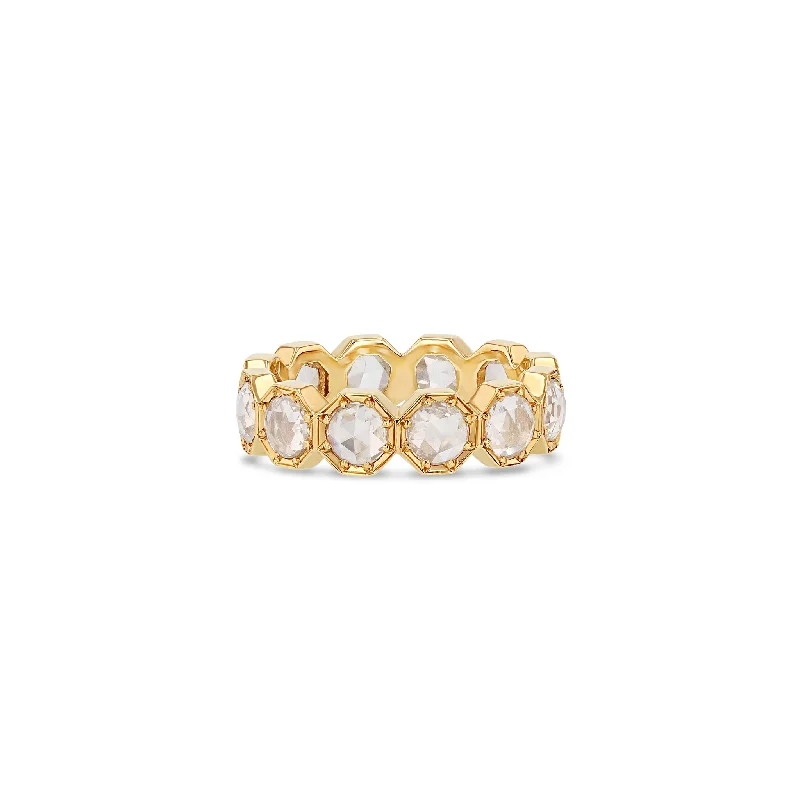 simple gold rings-4mm Crown Bezel Diamond Eternity Ring