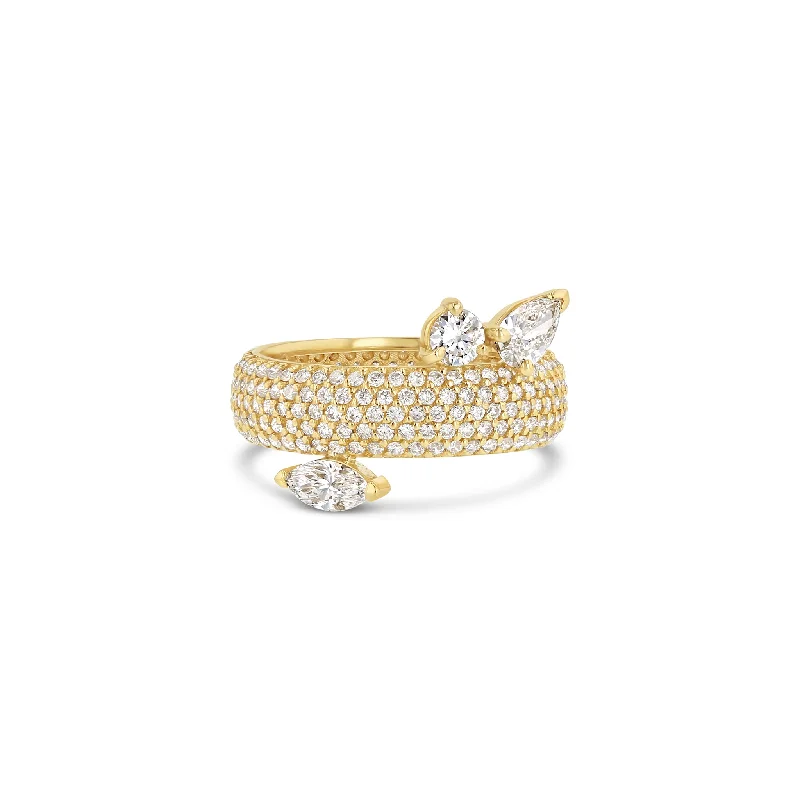 stacking rings for women-Full-Pavé Band with Oval, Marquise and Pear