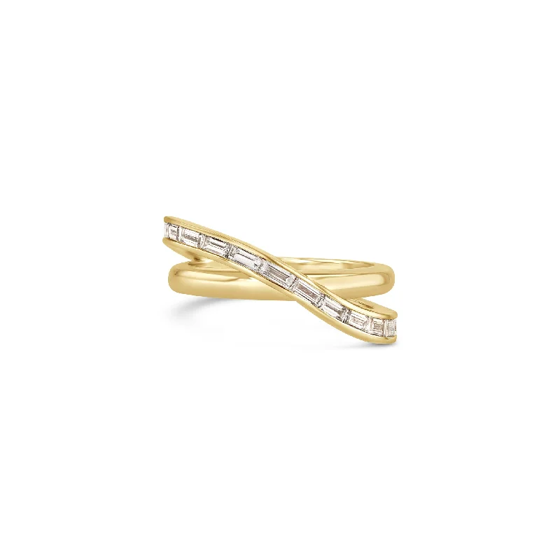 wedding bands for women-Baguette Helix Crossover Band