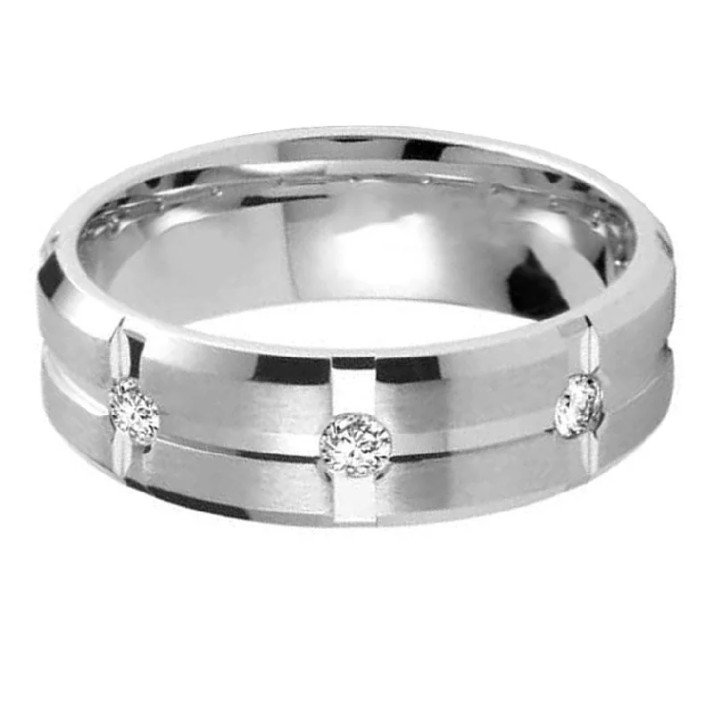 men’s signet rings-Block Style Diamond Wedding Ring