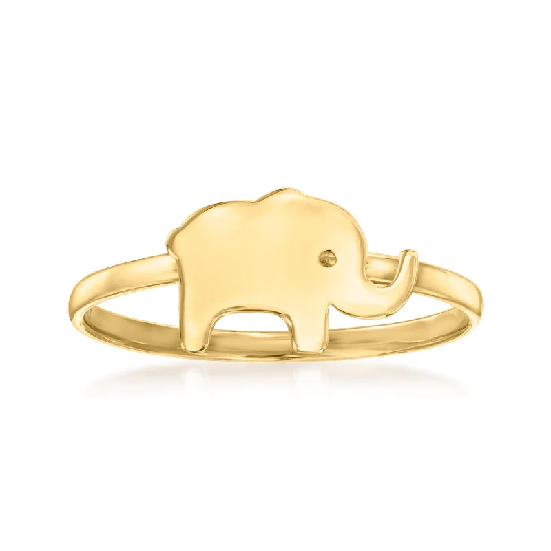 women’s pearl rings-Canaria 10kt Yellow Gold Tiny Elephant Ring