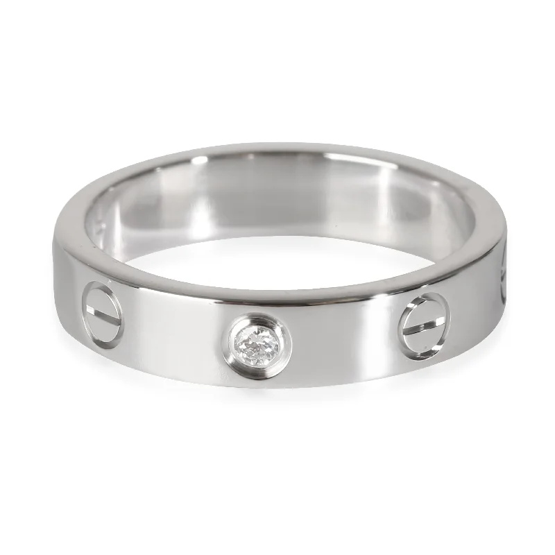 heart-shaped rings-Cartier Love Wedding Band, 1 Diamond (White Gold)